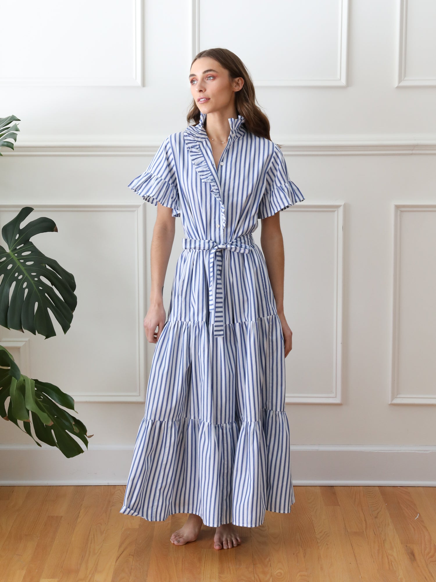 Victoria Dress in Blue Stripe – MILLE